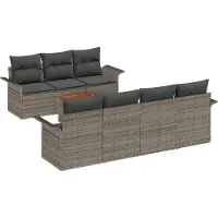 vidaXL Tuinbank Set 8 st 7-Aantal zitplaatsen Grijs poly rattan