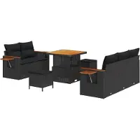 vidaXL Tuinbank Set 10 st 7-Aantal zitplaatsen Zwart poly rattan