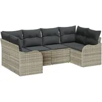 vidaXL Tuinbank Set 6 st Lichtgrijs poly rattan