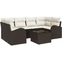 vidaXL Tuinbank Set 7 st Bruin poly rattan