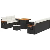 vidaXL Tuinbank Set 13 st 9-Aantal zitplaatsen Zwart en Crème