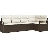 vidaXL Tuinbank Set 5 st Bruin en wit poly rattan