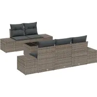 vidaXL Tuinbank Set 6 st Grijs poly rattan