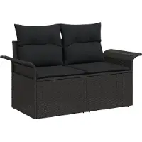 vidaXL Tuinbank Set 7 st 6-Aantal zitplaatsen Zwart poly rattan