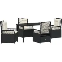 vidaXL Tuin Eettafel Set 5 st Zwart poly rattan