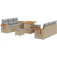 vidaXL Tuinbank Set 11 st 8-Aantal zitplaatsen Beige en Lichtgrijs