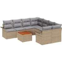 vidaXL Tuinbank Set 9 st 8-Aantal zitplaatsen Beige en Lichtgrijs