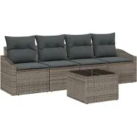 vidaXL Bankstel 5 st Grijs 55 x 55 x 37 cm poly rattan