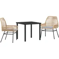 vidaXL Tuin Eettafel Set 3 st Bruin poly rattan