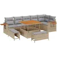 vidaXL Tuinbank Set 11 st 9-Aantal zitplaatsen Beige en Lichtgrijs
