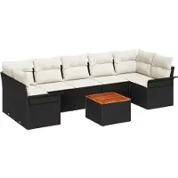 vidaXL Tuinbank Set 8 st 7-Aantal zitplaatsen Zwart en Crème
