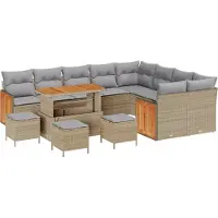 vidaXL Tuinbank Set 14 st 10-Aantal zitplaatsen Beige en Lichtgrijs