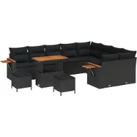 vidaXL Tuinbank Set 13 st 9-Aantal zitplaatsen Zwart poly rattan