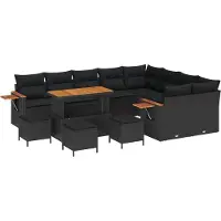 vidaXL Tuinbank Set 14 st 10-Aantal zitplaatsen Zwart poly rattan