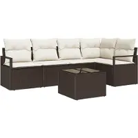 vidaXL Tuinbank Set 6 st Bruin en Crème poly rattan