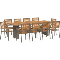 vidaXL Tuin Eettafel Set 11 st Grijs en Bruin poly rattan