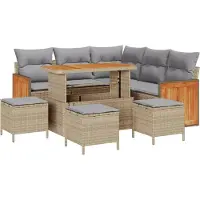 vidaXL Tuinbank Set 9 st 7-Aantal zitplaatsen Beige en Lichtgrijs