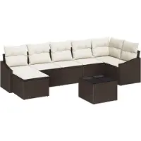 vidaXL Tuinbank Set 8 st Bruin en Crème poly rattan