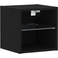 vidaXL LED Wand Bedkast Zwart 30 x 28,5 x 30 cm Bewerkt hout