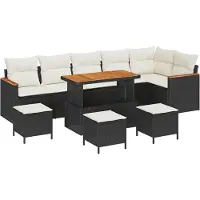 vidaXL Tuinbank Set 10 st 6-Aantal zitplaatsen Zwart Poly rattan