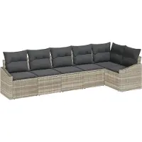 vidaXL Tuinbank Set 6 st Lichtgrijs poly rattan