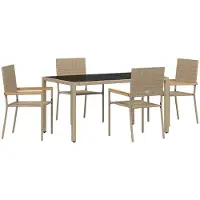 vidaXL Tuinset, 5-delig, beige, polyrotan