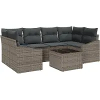 vidaXL Bankstel 7 st Grijs 234 x 123,5 x 85 cm poly rattan