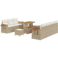 vidaXL Tuinbank Set 13 st 9-Aantal zitplaatsen Beige en Crème