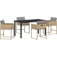 vidaXL Tuin Eettafel Set 5 st Beige poly rattan