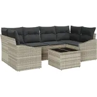 vidaXL Bankstel 7 st Lichtgrijs en Donkergrijs poly rattan