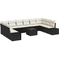 vidaXL Tuinbank Set 10 st 9-Aantal zitplaatsen Zwart en Crème