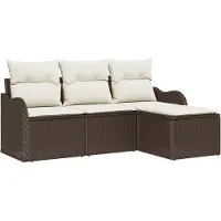vidaXL Tuinbank Set 4 st Bruin poly rattan