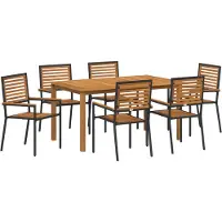 vidaXL Tuin Eettafel Set 7 st Zwart Massief Acacia Hout