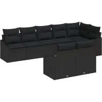 vidaXL Tuinbank Set 8 st Zwart poly rattan