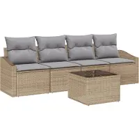 vidaXL Bankstel 5 st Beige en Grijs 55 x 55 x 37 cm poly rattan
