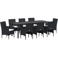 vidaXL Tuin Eettafel Set 9 st Zwart poly rattan