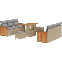 vidaXL Tuinbank Set 11 st 8-Aantal zitplaatsen Beige en Lichtgrijs