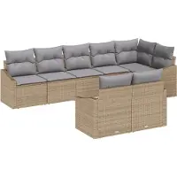 vidaXL Tuinbank Set 8 st Beige en Lichtgrijs poly rattan