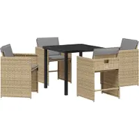 vidaXL Tuin Eettafel Set 5 st Beige poly rattan