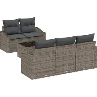 vidaXL Bankstel 6 st Grijs poly rattan