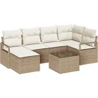 vidaXL Bankstel 7 st Beige en Crème poly rattan