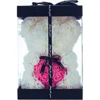BOG Unieke Handgemaakte Rozenbeer - 10 Inch Witte Teddy Bear In Geschenkdoos - Perfect Verjaardagscadeau Voor Moeder - Meisjes En Je Geliefde