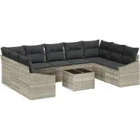 vidaXL Tuinbank Set met opslag Lichtgrijs poly rattan