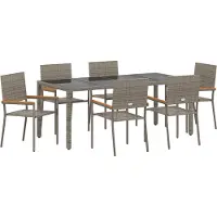 vidaXL Tuin Eettafel Set 7 st Grijs poly rattan