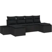 vidaXL Tuinset met 4 zitplaatsen, zwart, van polyrotan