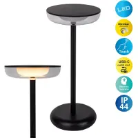 Näve LED oplaadbare terraslamp Pasi zwart hoogte 26cm metaal touch Pasi, dimbaar, zwart, Woon-/ Eetkamer, metaal, Modern