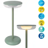 Näve LED terraslamp Pasi, mint Hoogte 26 cm Metal Touch dimbaar, groen, Woon-/ Eetkamer, metaal, Modern