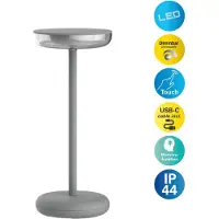 Naeve LED terraslamp Pasi, hoogte 26 cm metal touch dimbaar, alu / grijs / zink, Woon-/ Eetkamer, metaal, Modern