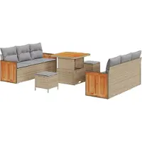 vidaXL Tuinbank Set 11 st 8-Aantal zitplaatsen Beige en Lichtgrijs
