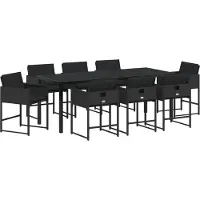 vidaXL Tuin Eettafel Set 9 st Zwart poly rattan